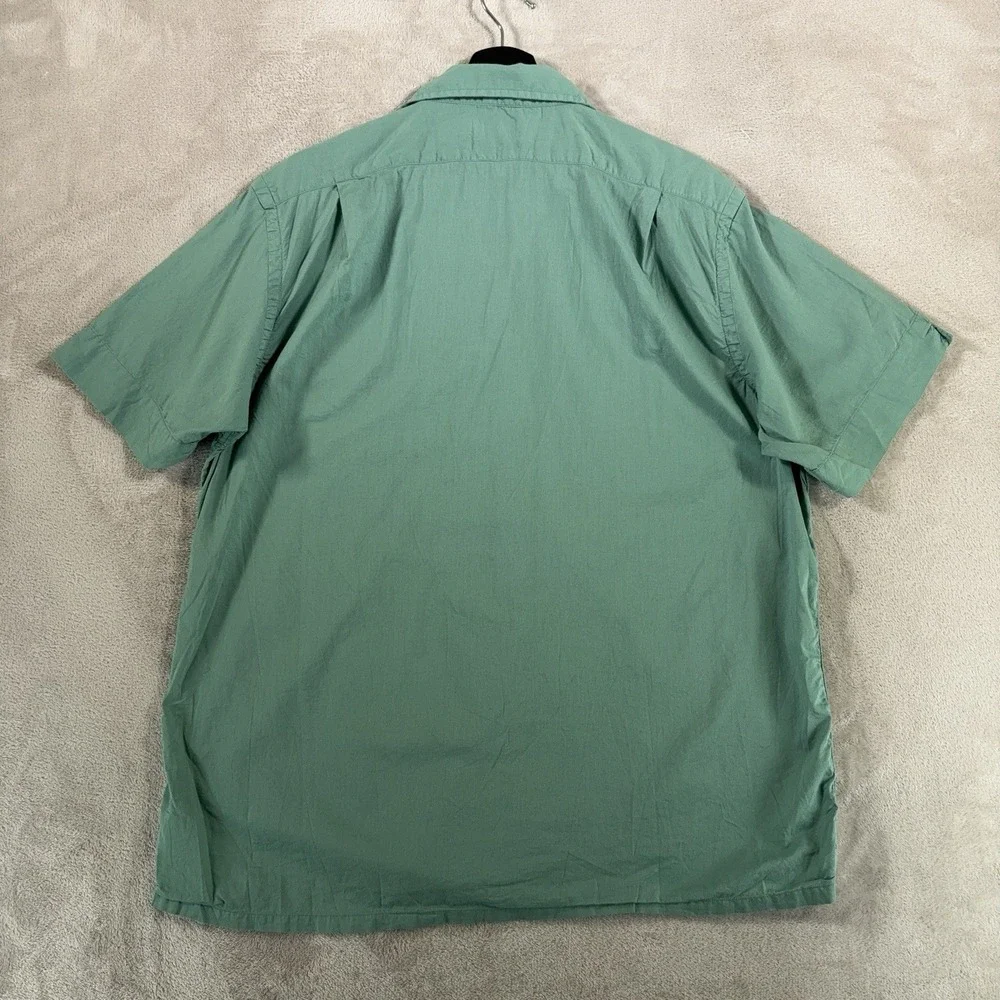Polo Ralph Lauren Camp Shirt Mens Large Green Button Down Short Sleeve Cotton